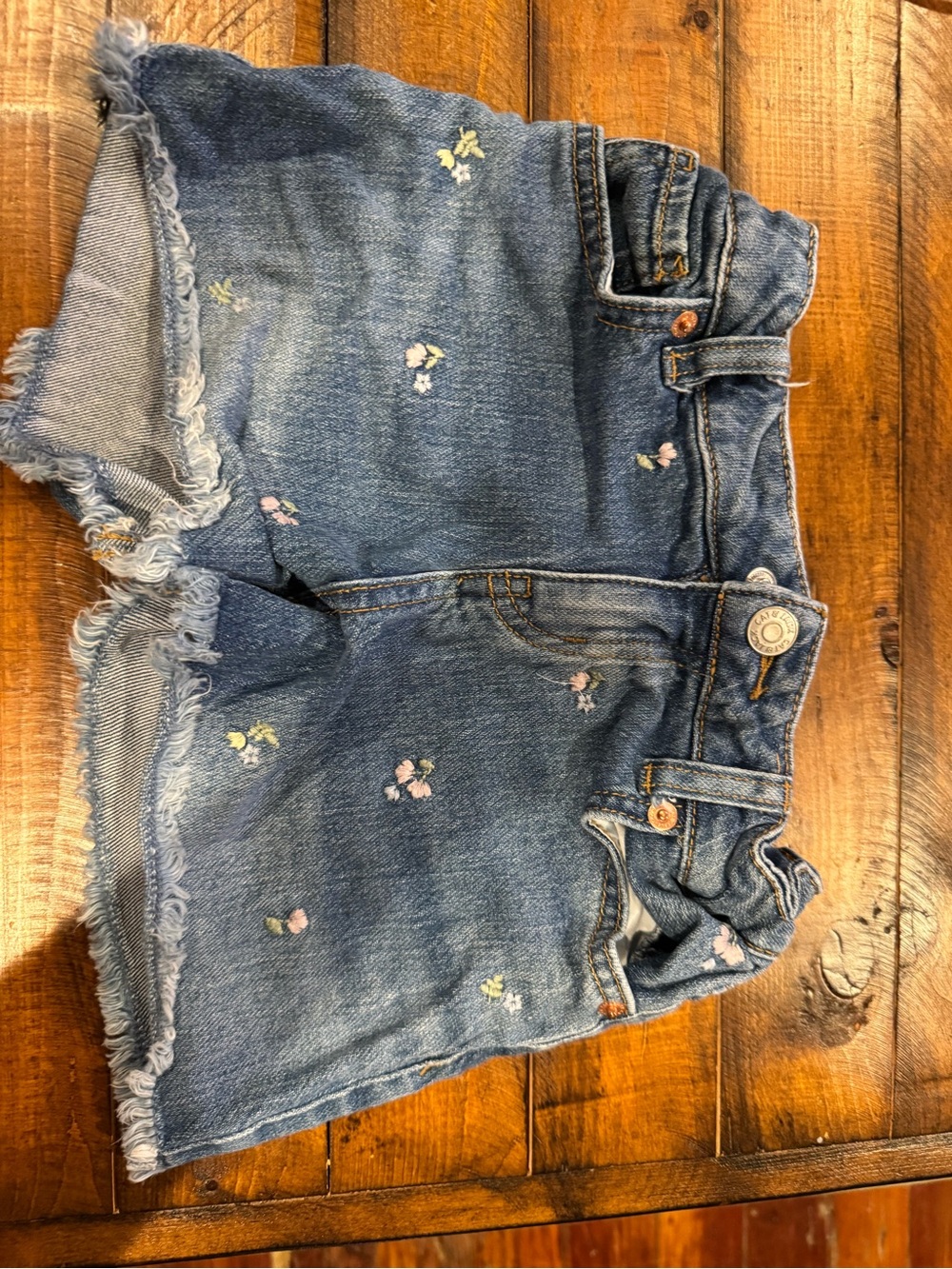 Cat & Jack Denim Shorts with Pink & Yellow Floral Embroidery